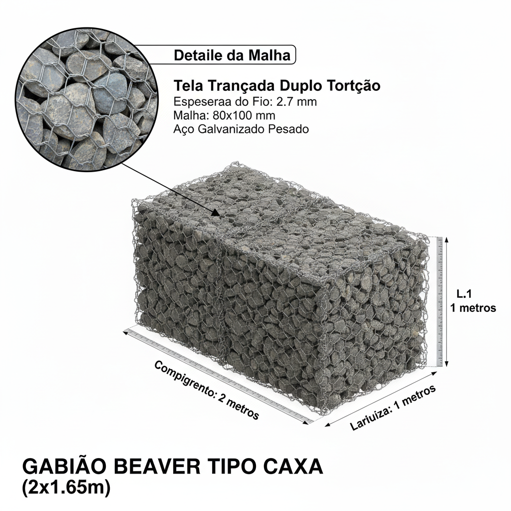 Gabião Caixa 2x1x1